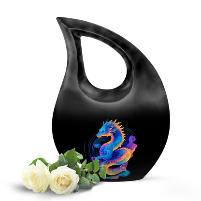 Blessed Dragon Cremation Urns for Human Ashes - Black 10-inch - Yatskia