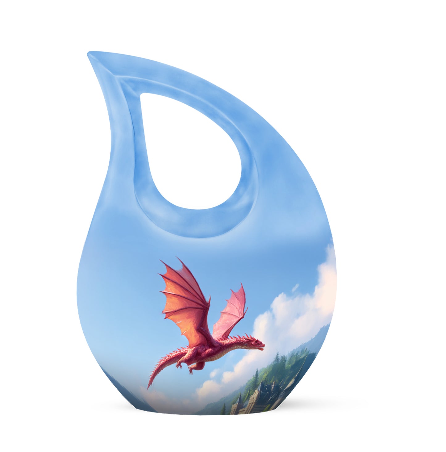 Personalized Seraphic Dragon Cremation Urns - Blue 10-inch, 200 cu in - Yatskia