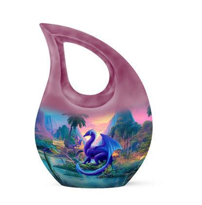 Ethereal Dragon Memorial Cremation Urns - Blue 10-inch, 200 cu in - Yatskia