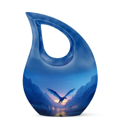 Personalized Seraphic Dragon Cremation Urns - Blue 10-inch, 200 cu in - Yatskia