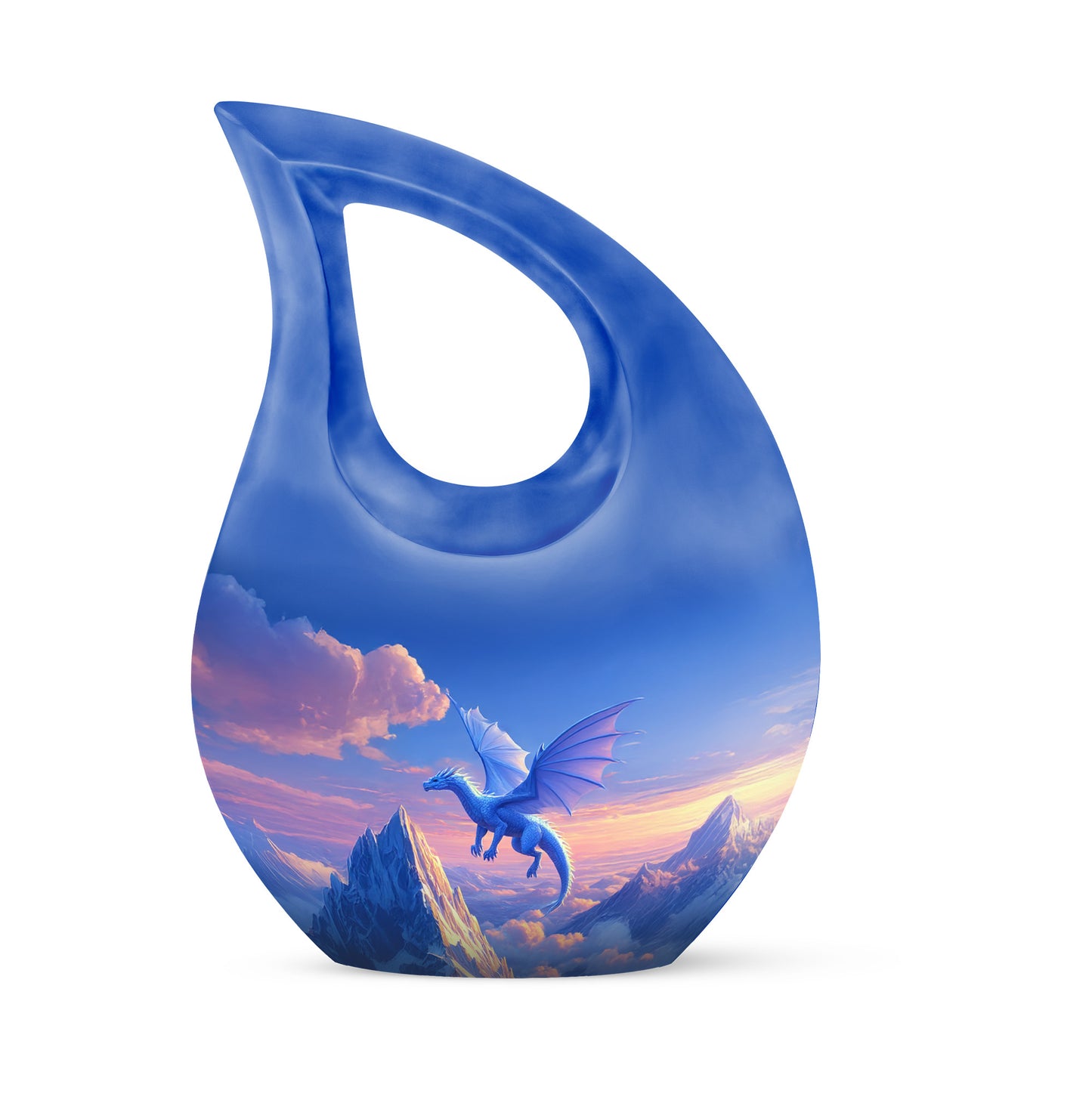 Blue Beloved Dragon Cremation Urns for Human Ashes - 10-inch, 200 cu in - Yatskia