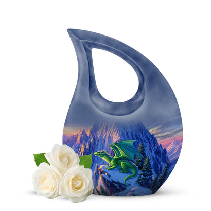 Blue Dragon Commemoration Cremation Urns for Human Ashes - 10-inch, 200 cu in - Yatskia