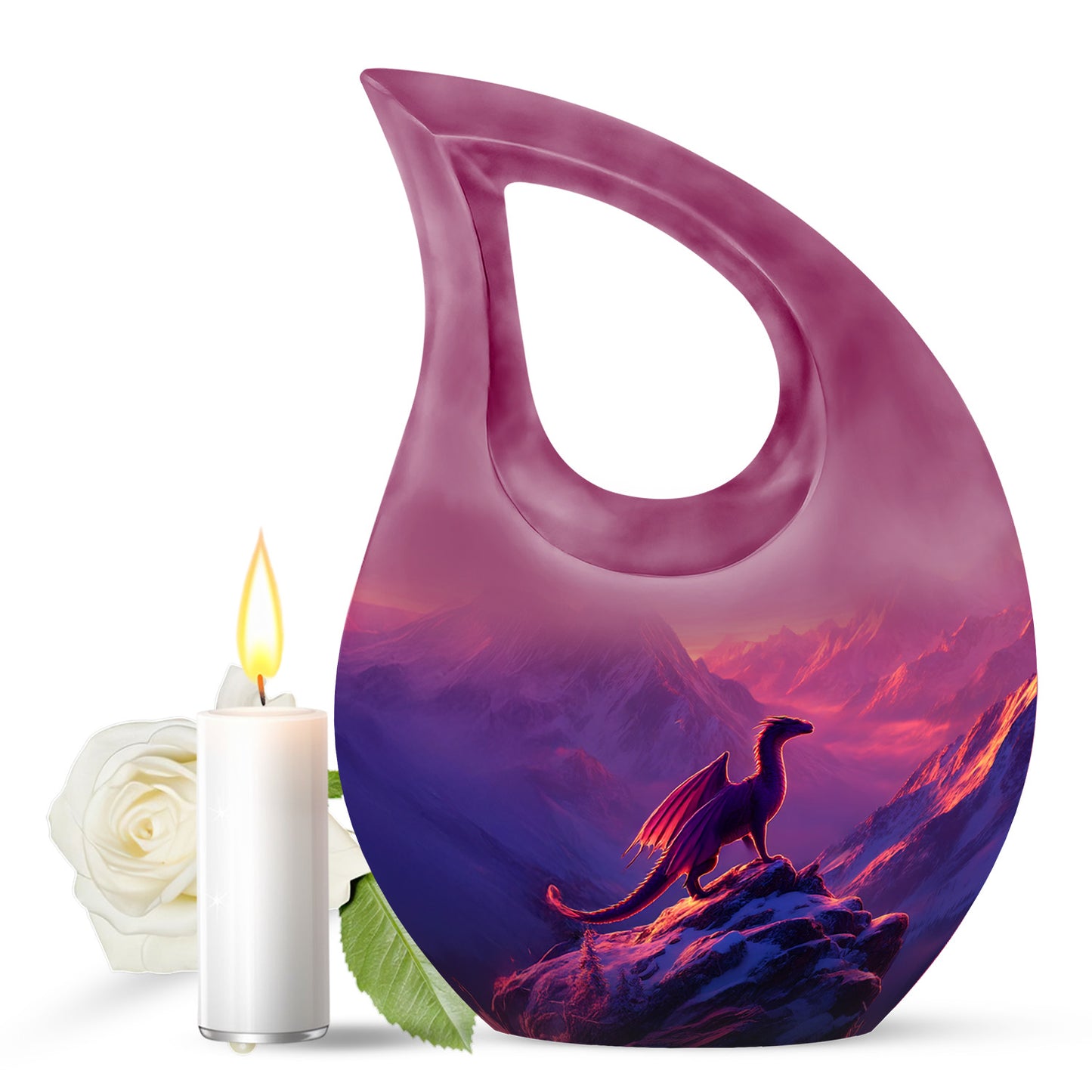 Distinguished Purple Dragon Cremation Urn for Ashes - 10-inch, 200 cu in - Yatskia