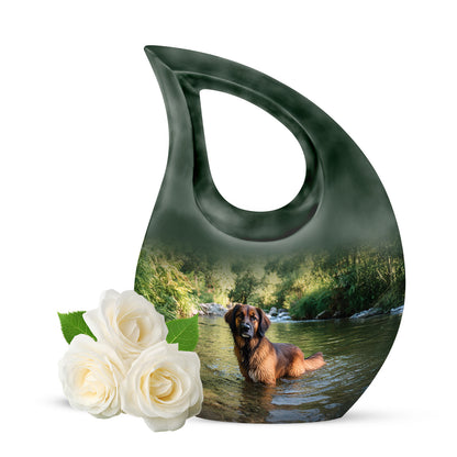 Distinguished Green Dog Cremation Urn for Ashes - 10-inch, 200 cu in - Yatskia