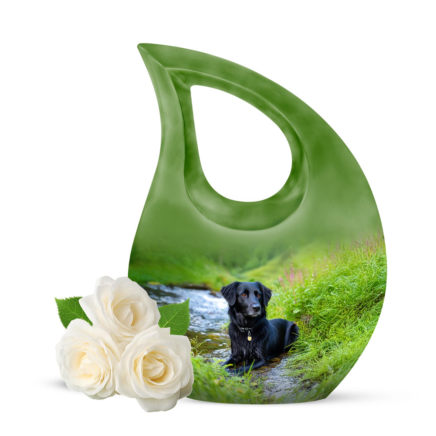 Teal Breathtaking Dog Memorial Urn for Ashes - 10-inch, 200 cu in - Yatskia
