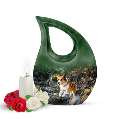 Personalized Green Dog Cremation Urns for Ashes - Majestic 10-inch - Yatskia