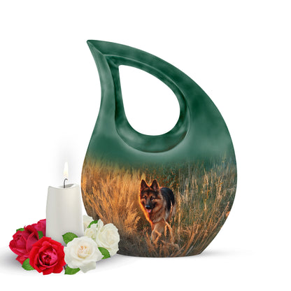 Personalized Dog Cremation Urns - Eminent Gold 10-inch, 200 cu in - Yatskia