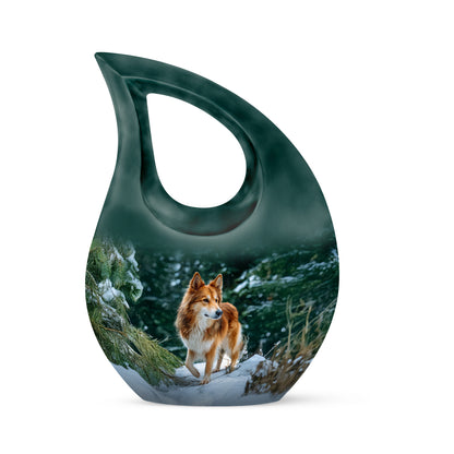 Teal Sacred Dog Cremation Urns for Human Ashes - 10-inch, 200 cu in - Yatskia