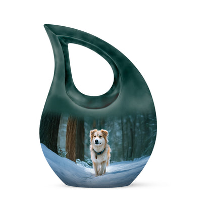 Personalized Teal Dog Cremation Urns for Ashes - Peaceful 10-inch - Yatskia