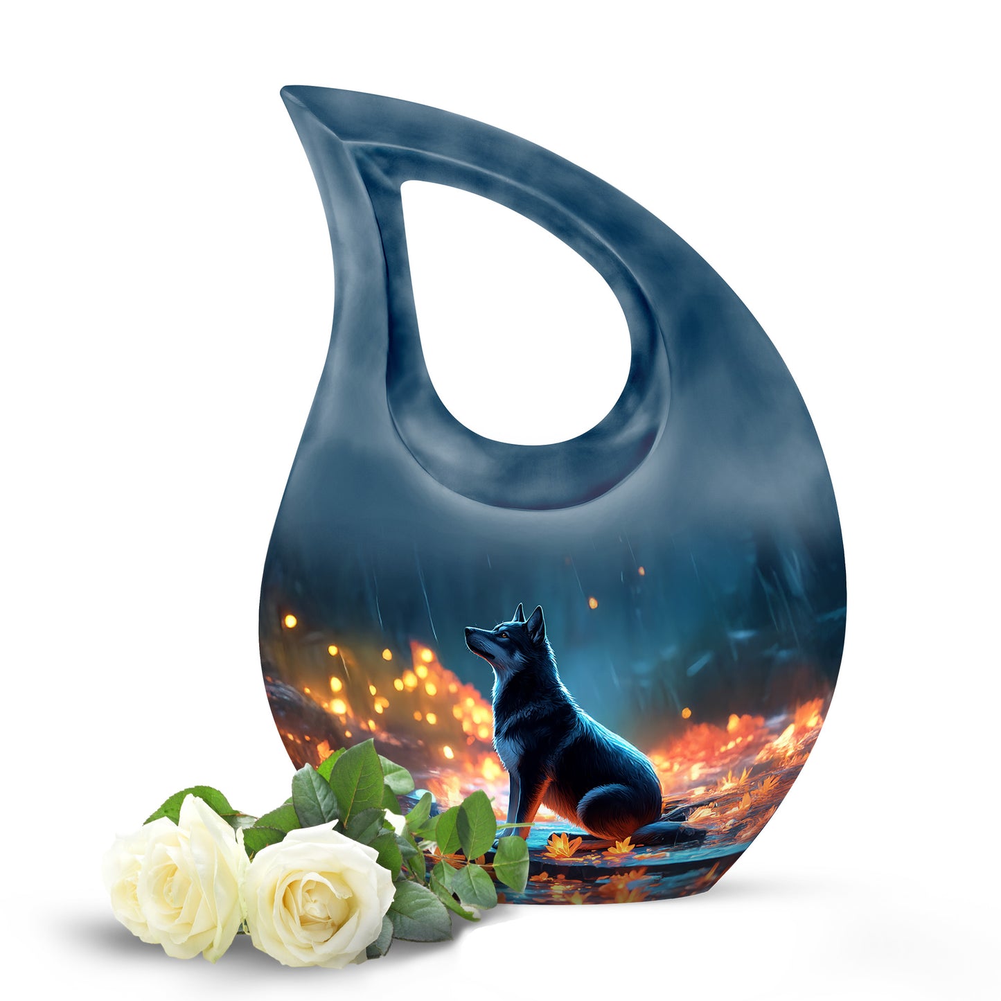 Personalized Dog Cremation Urns - Wondrous Blue 10-inch, 200 cu in - Yatskia