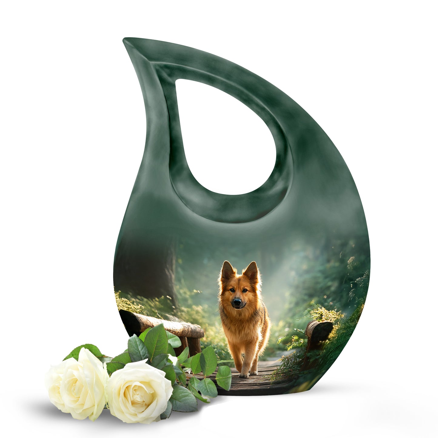 Personalized Green Dog Cremation Urns for Ashes - Enchanting 10-inch - Yatskia