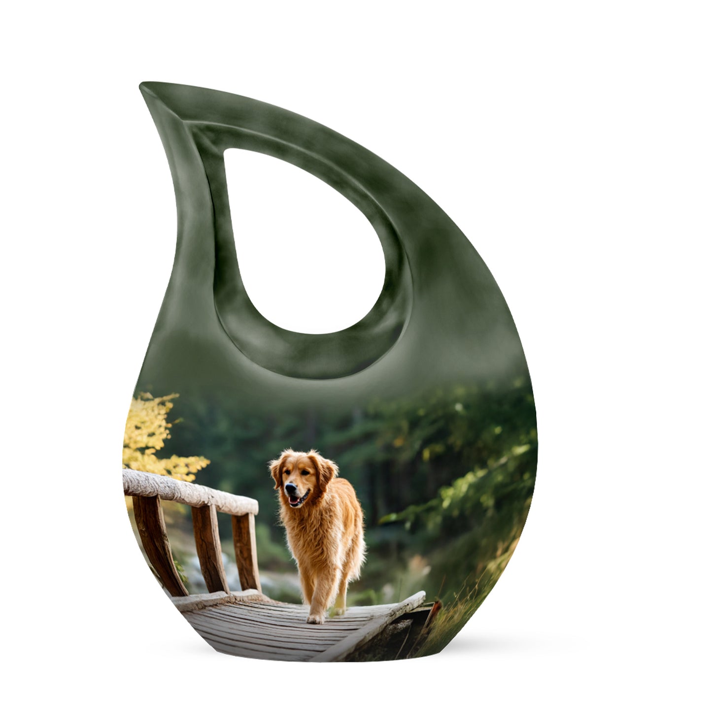 Green Dog Cremation Urns - Honored Comfort 10-inch, 200 cu in - Yatskia