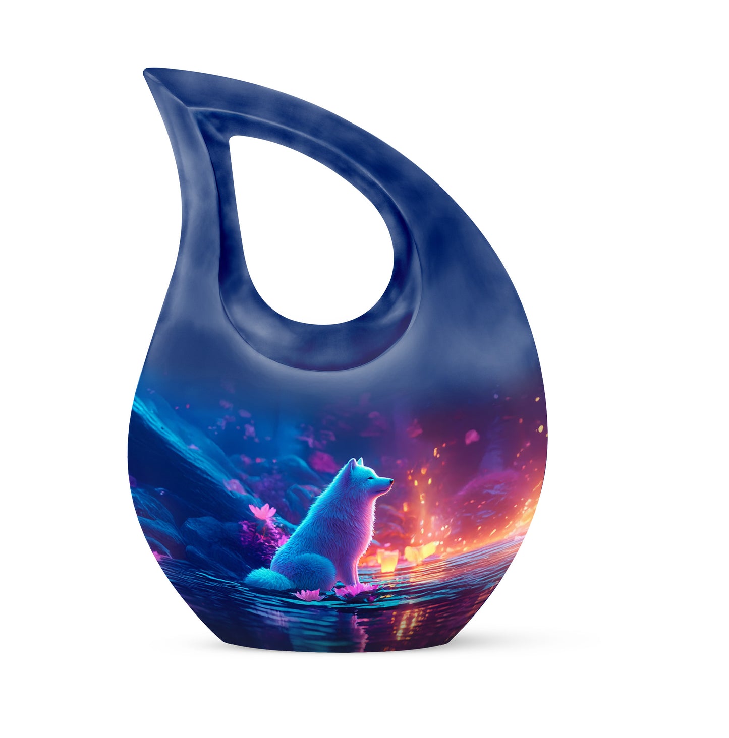Blue Treasured Dog Cremation Urns for Human Ashes - 10-inch, 200 cu in - Yatskia
