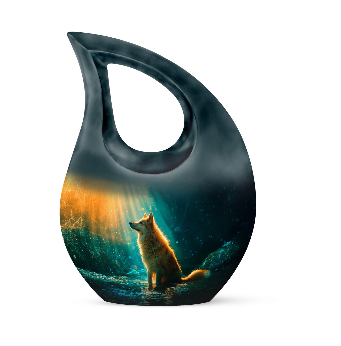 Harmonious Dog Cremation Urns for Human Ashes - Teal 10-inch - Yatskia
