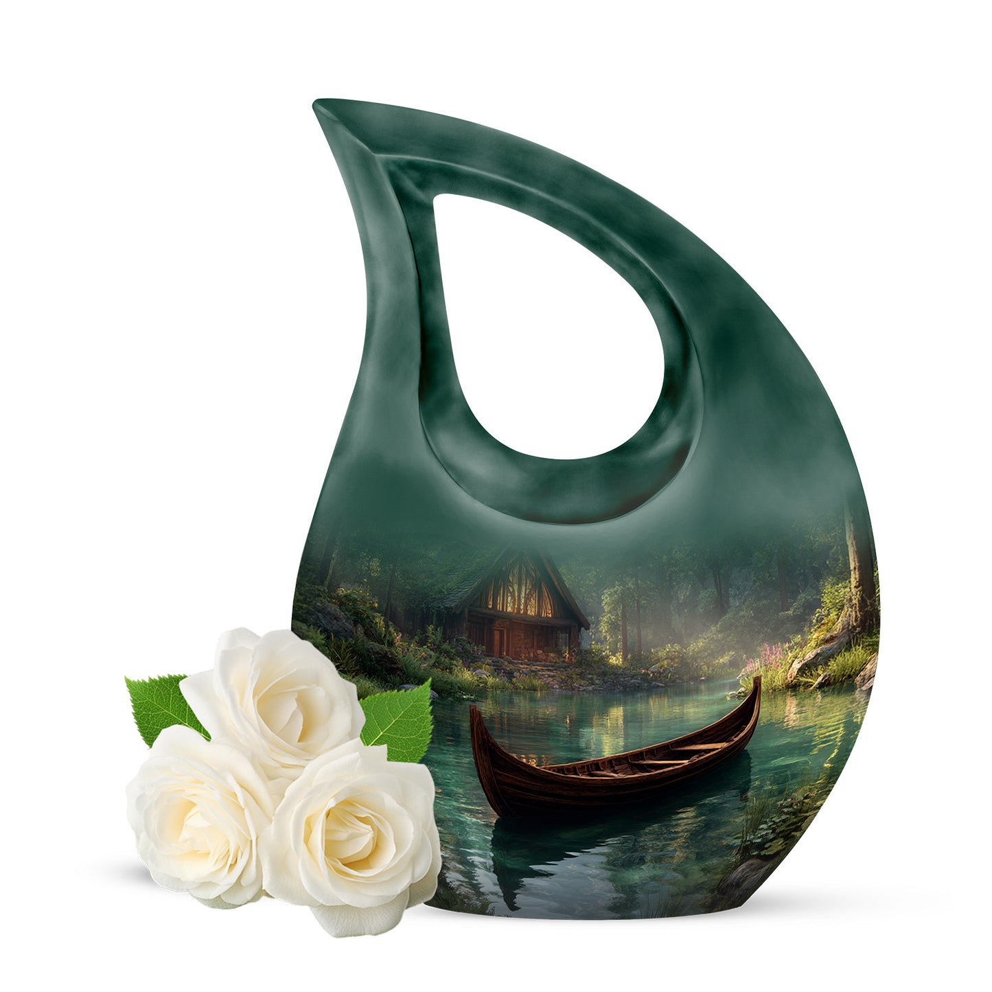 Divine Black Boat Cremation Urn for Ashes - 10-inch, 200 cu in - Yatskia
