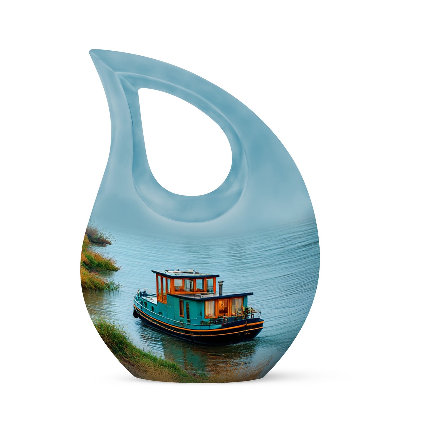 Teal Boat Cremation Urns - Enduring Sentinel 10-inch, 200 cu in - Yatskia