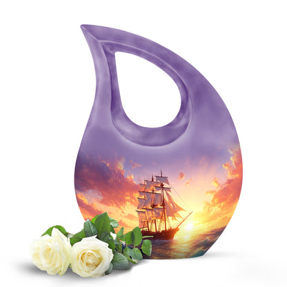 Personalized Blue Boat Cremation Urns for Ashes - Majestic 10-inch - Yatskia