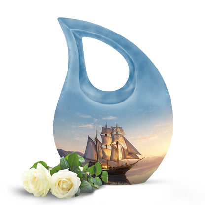 Sublime Boat Cremation Urns for Human Ashes - Blue 10-inch - Yatskia