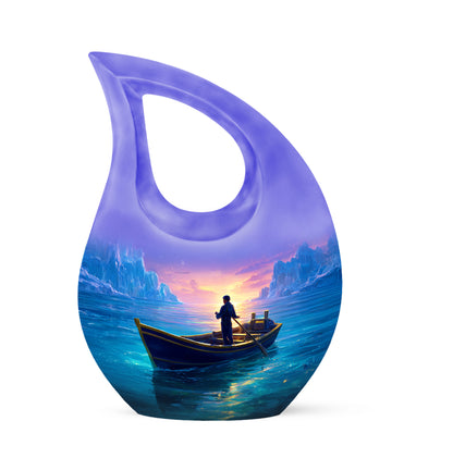 Blue Boat Cremation Urns - Enduring Farewell 10-inch, 200 cu in - Yatskia