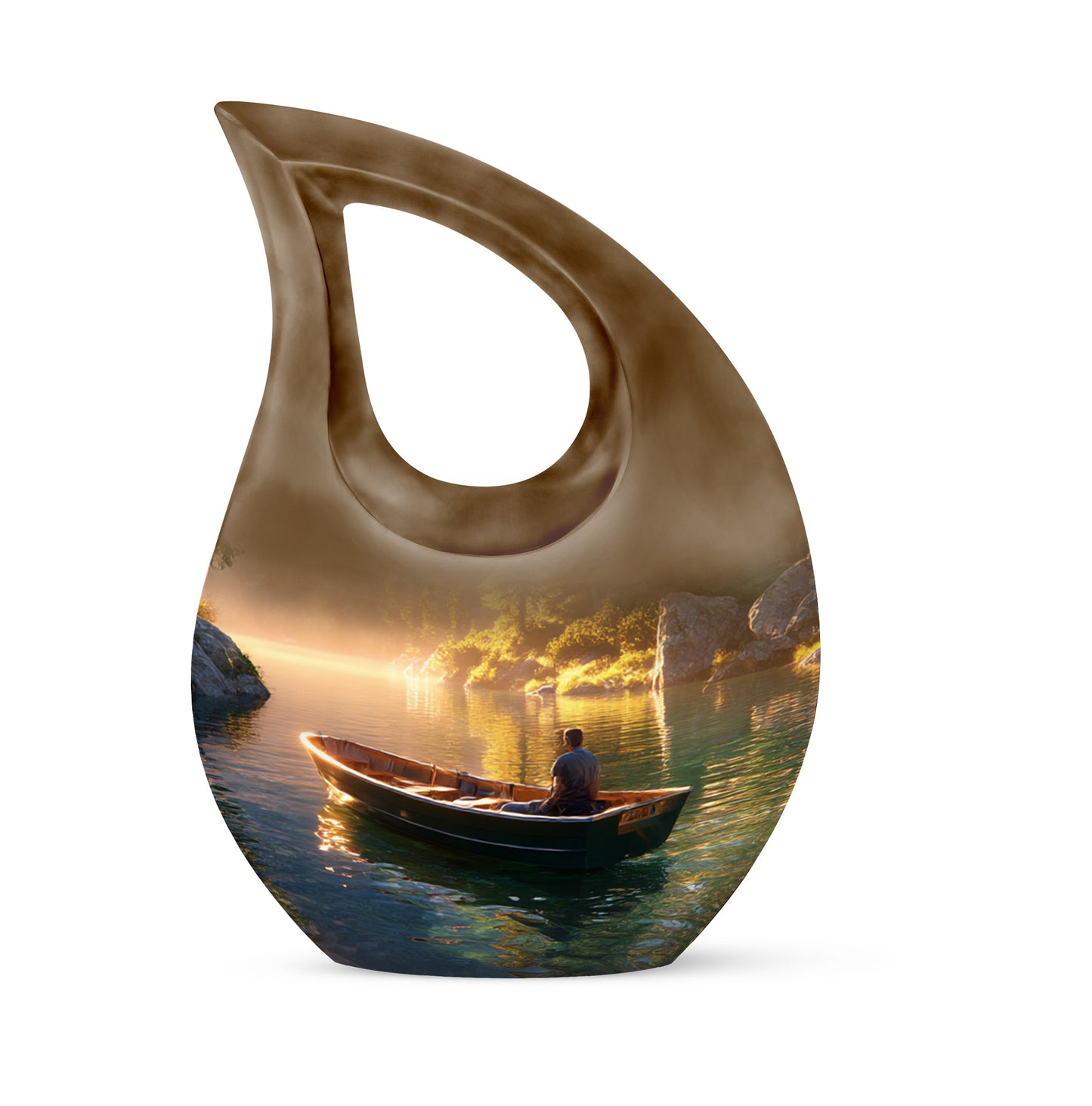 Gold Beloved Boat Cremation Urns for Human Ashes - 10-inch, 200 cu in - Yatskia