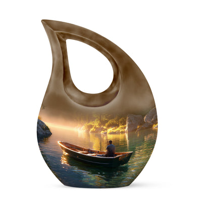 Gold Beloved Boat Cremation Urns for Human Ashes - 10-inch, 200 cu in - Yatskia