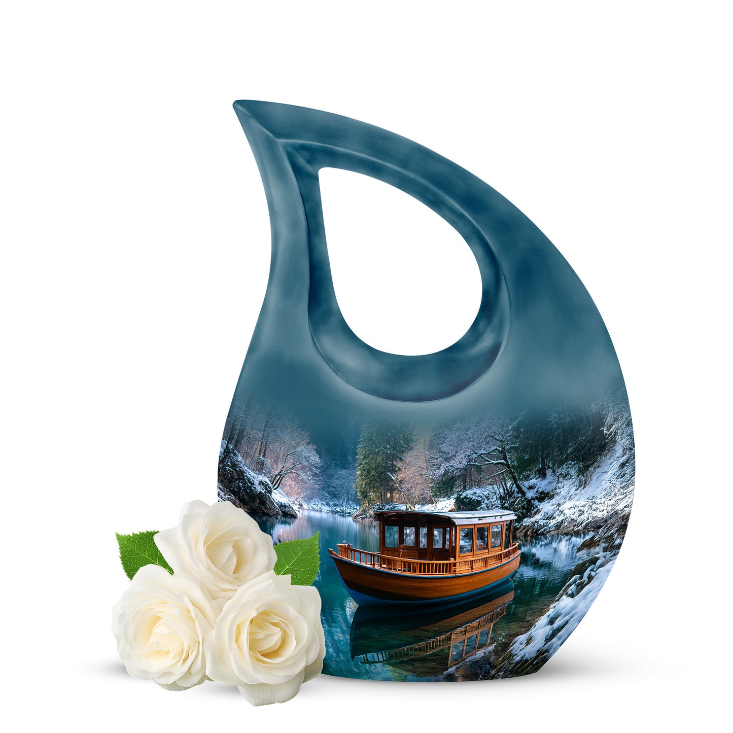 Personalized Seraphic Boat Cremation Urns - Blue 10-inch, 200 cu in - Yatskia