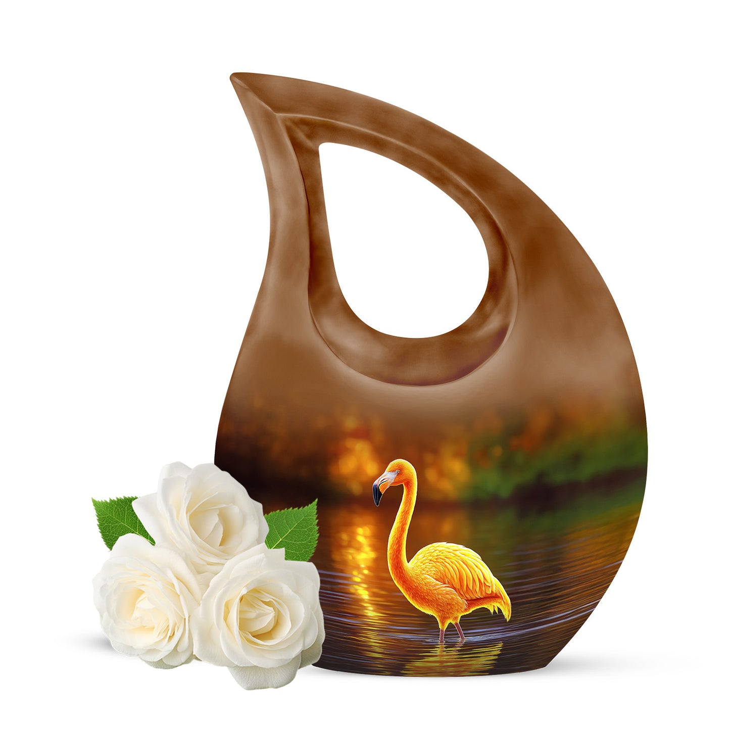 Personalized Elegant Flamingo Cremation Urns - Gold 10-inch, 200 cu in - Yatskia