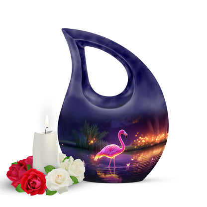 Divine Purple Flamingo Cremation Urn for Ashes - 10-inch, 200 cu in - Yatskia