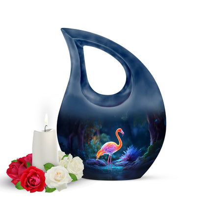 Hallowed Flamingo Cremation Urns for Human Ashes - Blue 10-inch - Yatskia