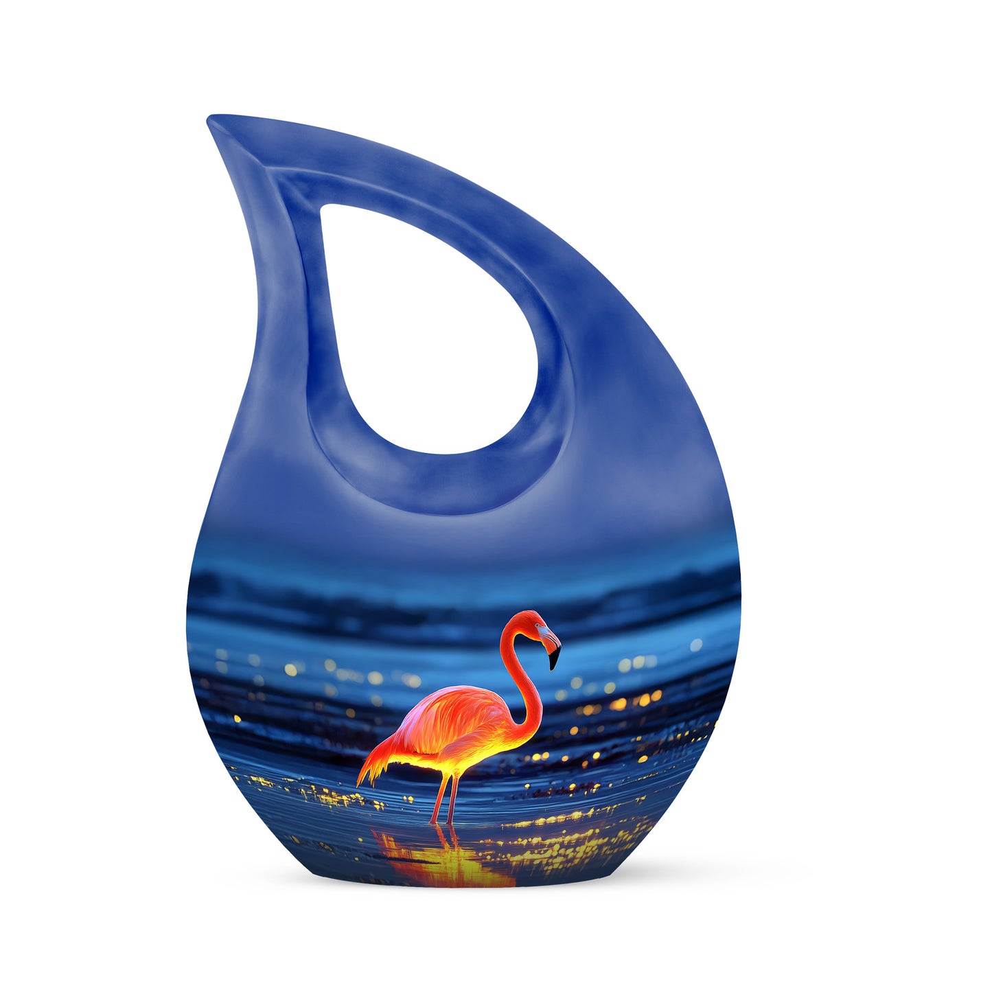 Graceful Blue Flamingo Journey Urn for Human Ashes - 10-inch, 200 cu in - Yatskia