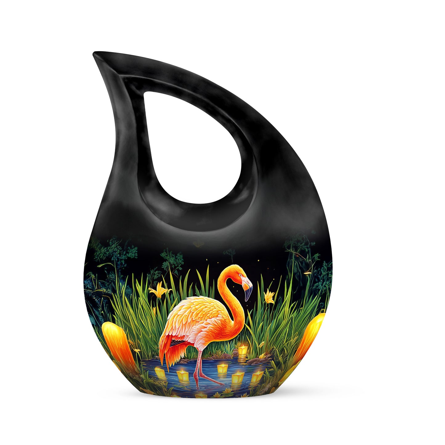 Black Flamingo Cremation Urns - Glorious Tribute 10-inch, 200 cu in - Yatskia