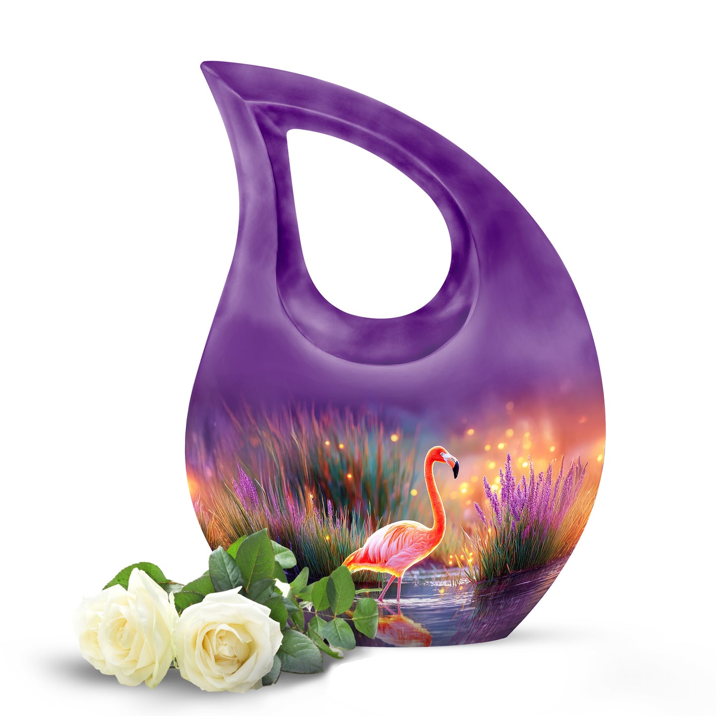 Blue Flamingo Farewell Cremation Urns for Human Ashes - 10-inch, 200 cu in - Yatskia