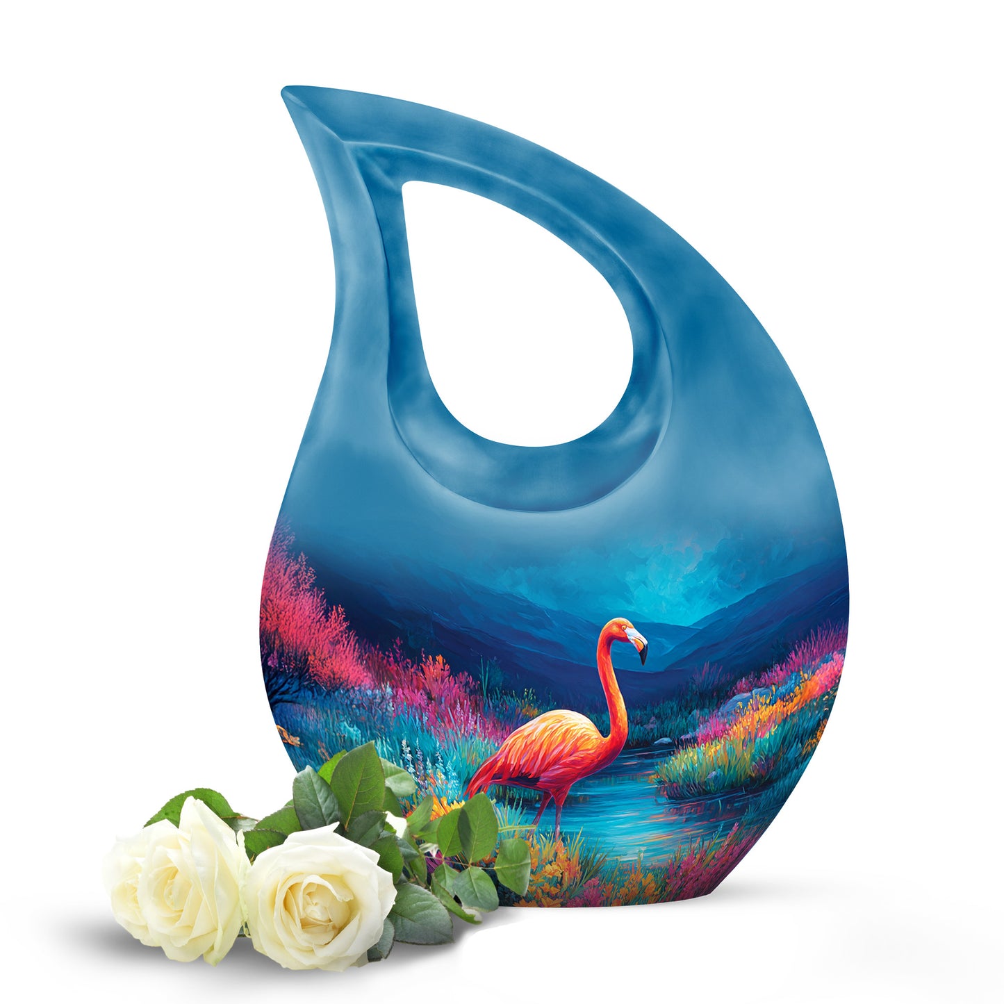 Blue Flamingo Cremation Urns - Imperial Devotion 10-inch, 200 cu in - Yatskia