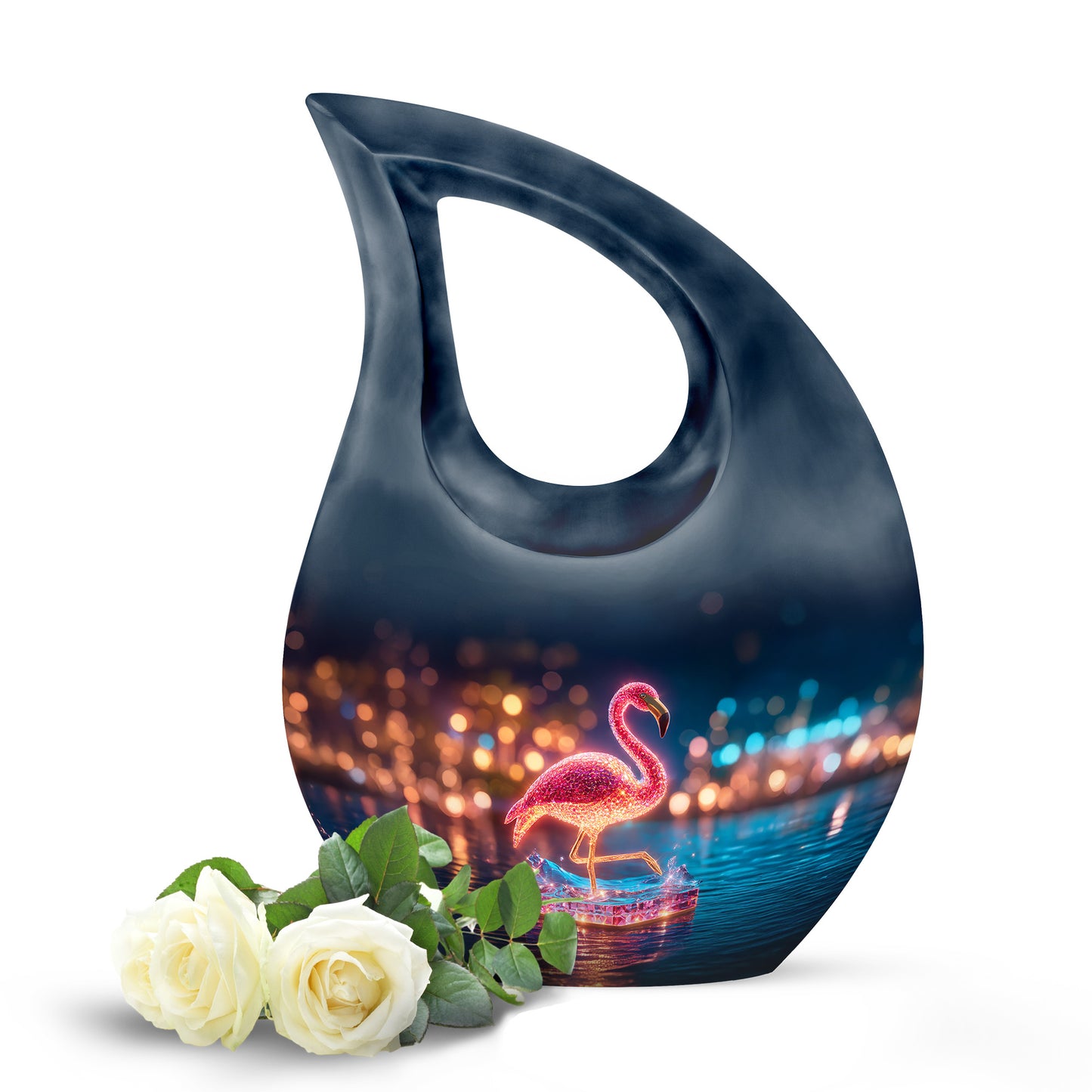 Blessed Flamingo Cremation Urns for Human Ashes - Blue 10-inch - Yatskia