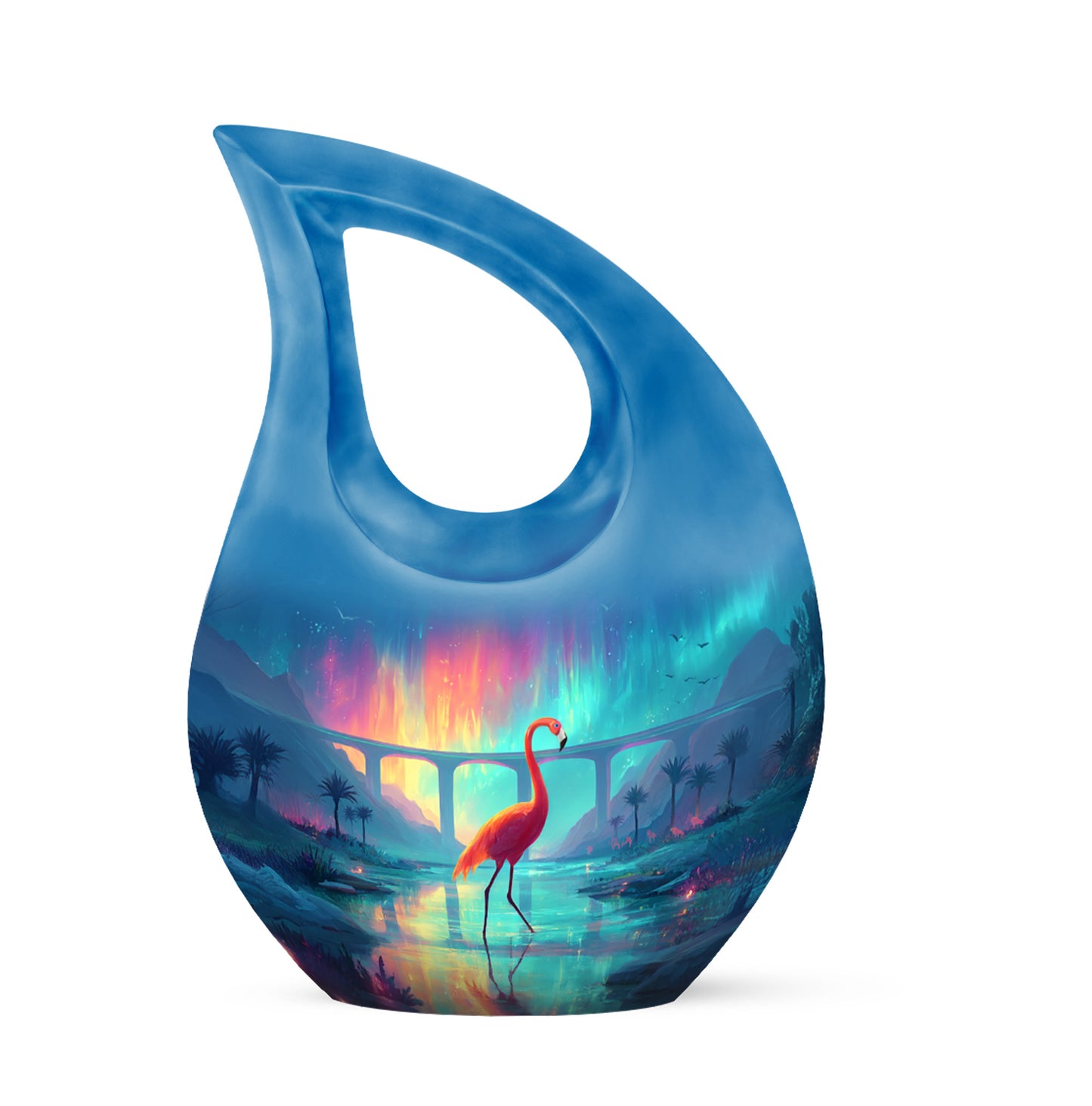 Blue Flamingo Dedication Cremation Urns for Human Ashes - 10-inch, 200 cu in - Yatskia