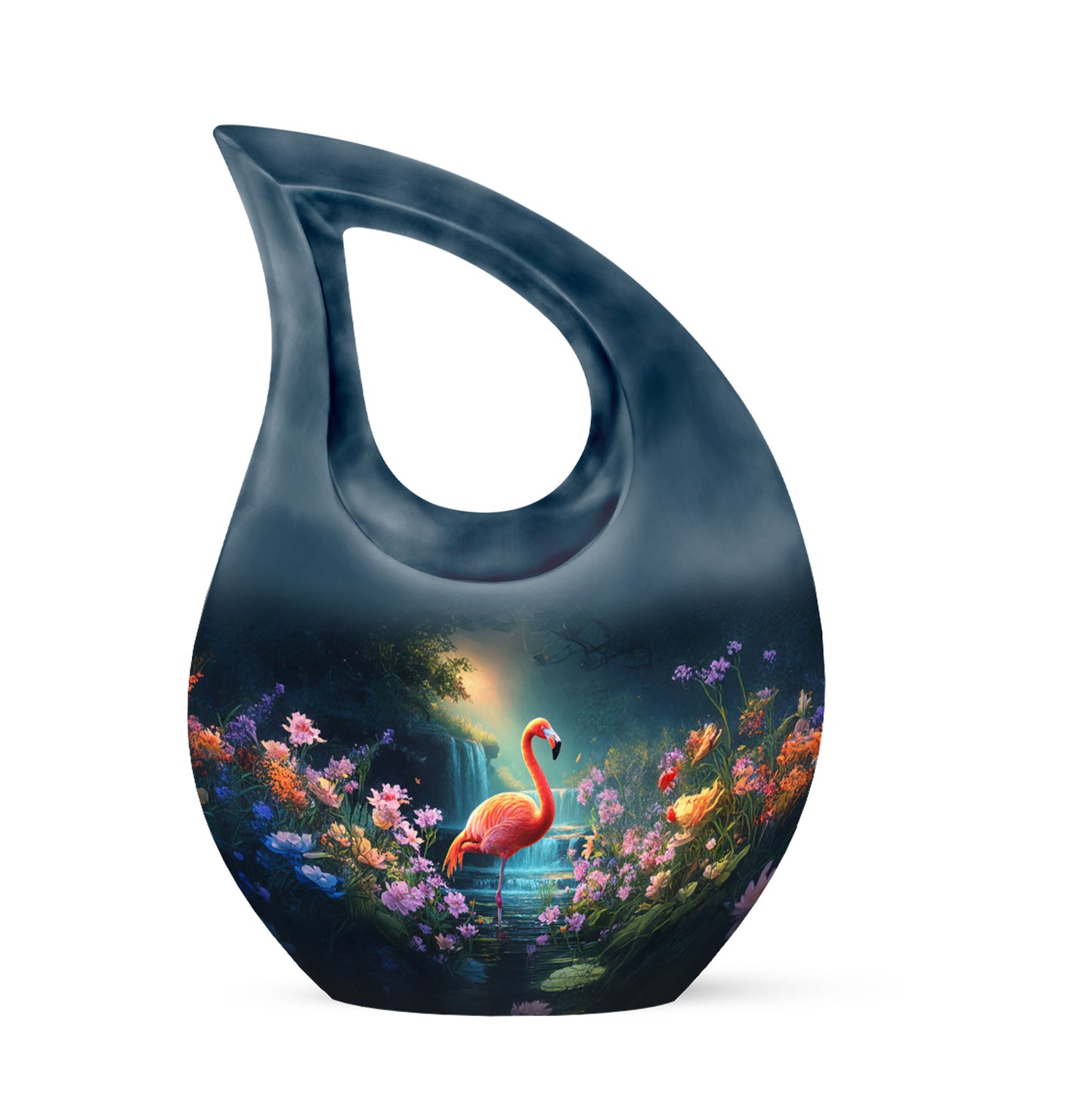 Blue Exquisite Flamingo Memorial Urn for Ashes - 10-inch, 200 cu in - Yatskia