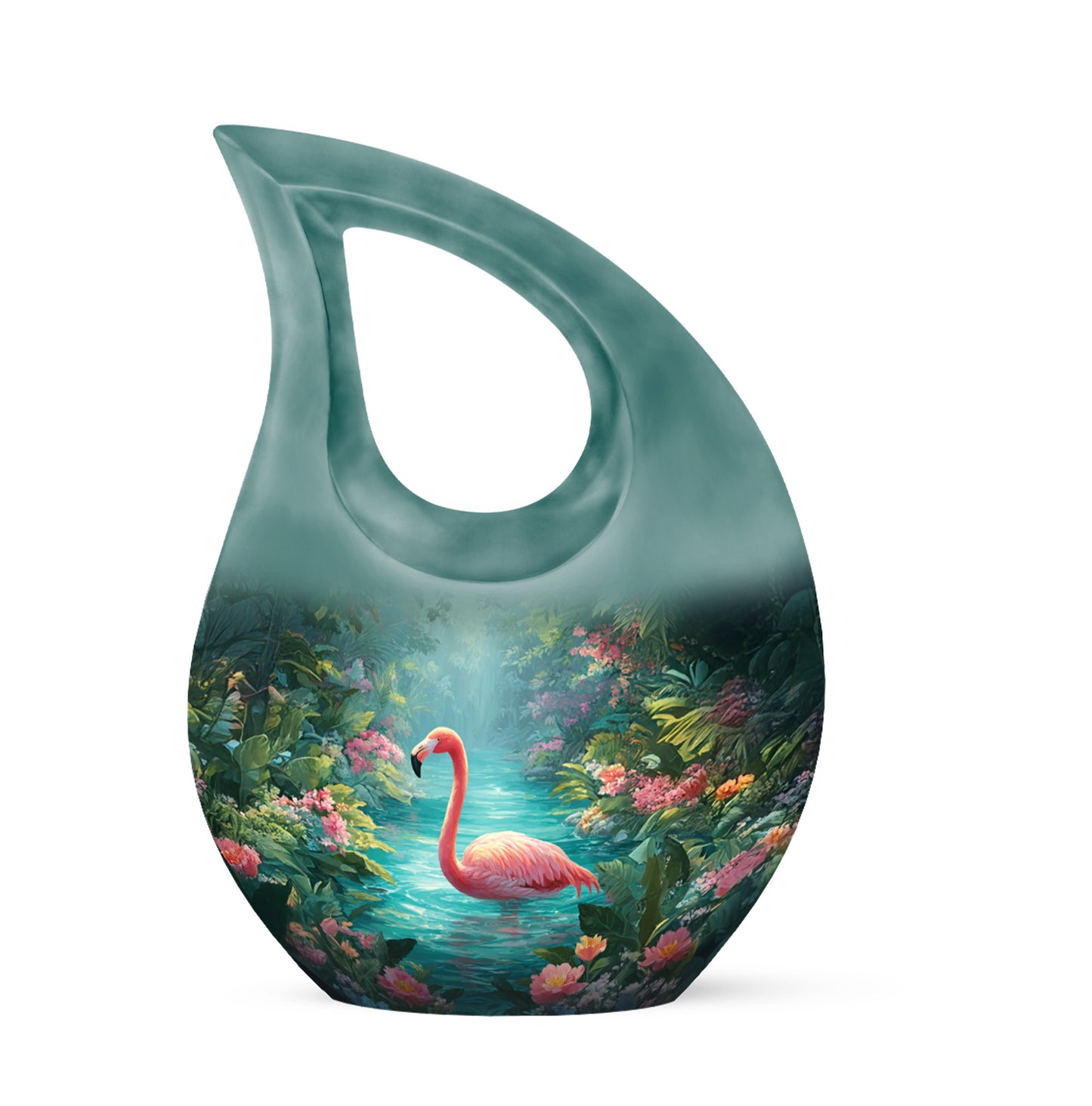 Harmonious Flamingo Cremation Urns for Human Ashes - Teal 10-inch - Yatskia