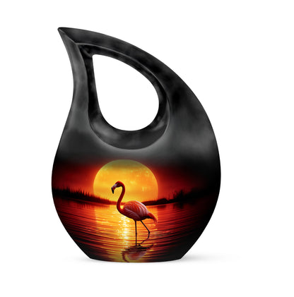 Black Flamingo Cremation Urns - Opulent Farewell 10-inch, 200 cu in - Yatskia
