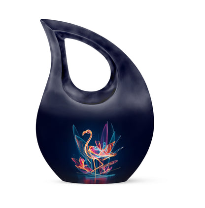 Illustrious Flamingo Memorial Cremation Urns - Blue 10-inch, 200 cu in - Yatskia