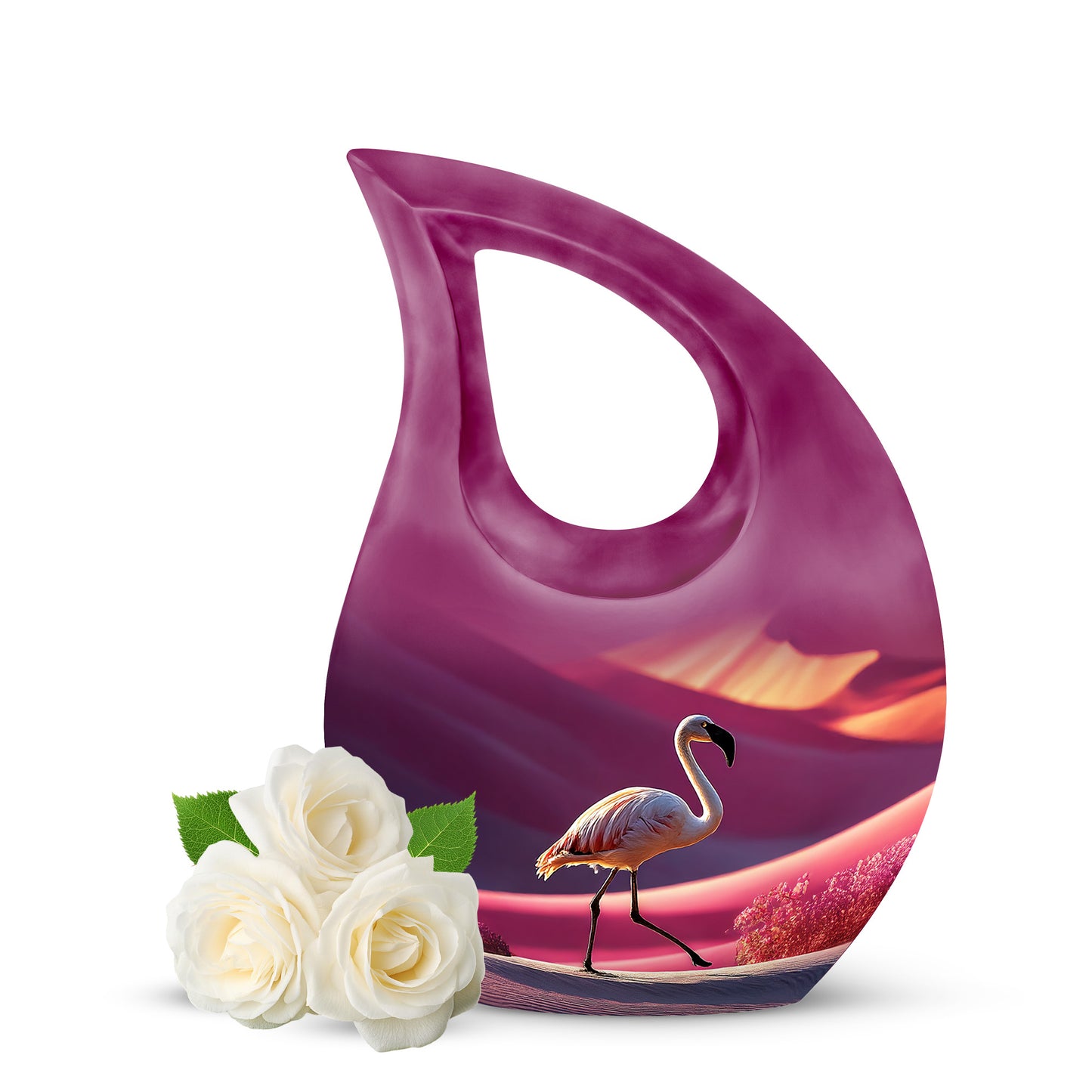 Harmonious Flamingo Cremation Urns for Human Ashes - Pink 10-inch - Yatskia