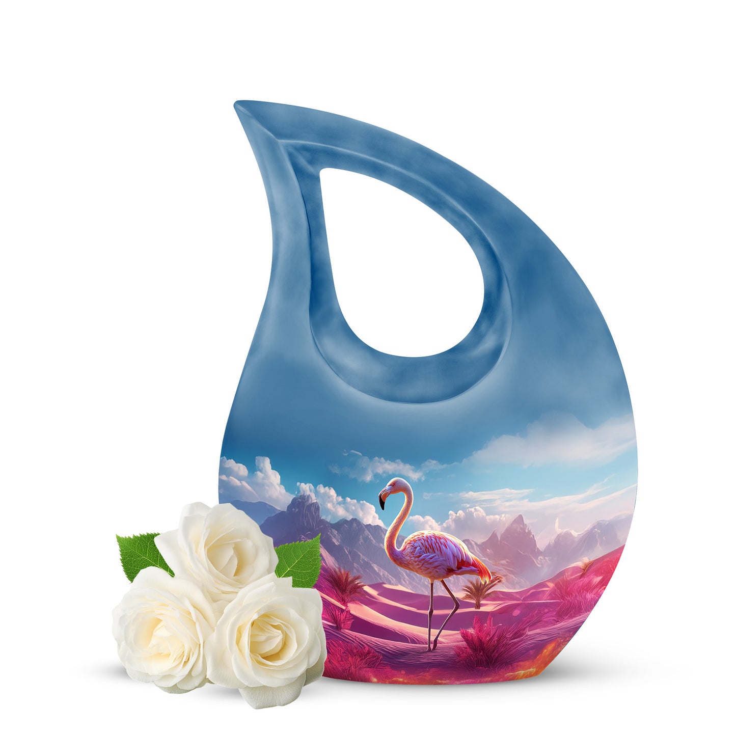 Personalized Flamingo Cremation Urns - Pristine Blue 10-inch, 200 cu in - Yatskia