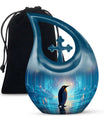 Penguin Large Cremation Urns - Blue Urn For Adult Male & Female