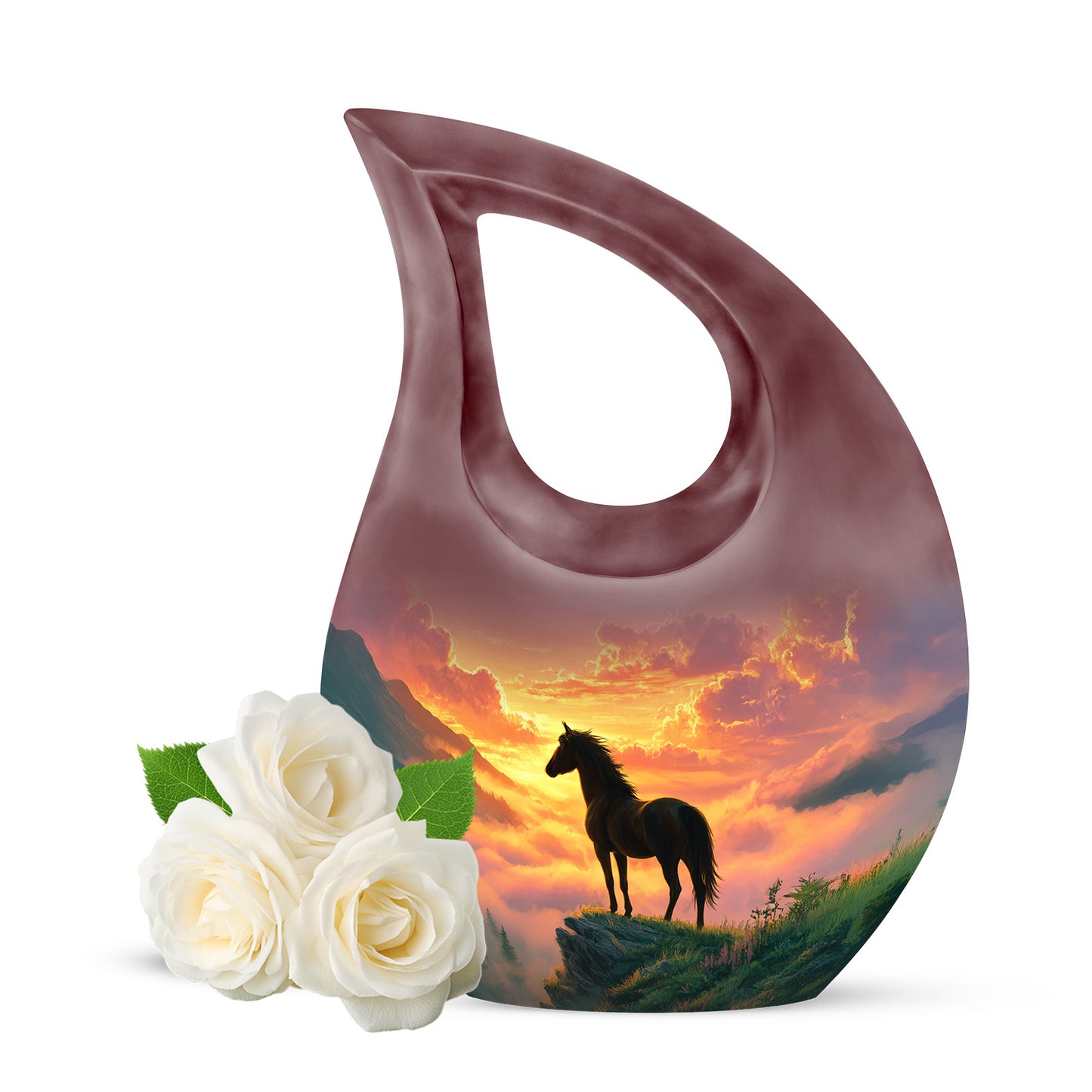 Red Beloved Horse Cremation Urns for Human Ashes - 10-inch, 200 cu in - Yatskia