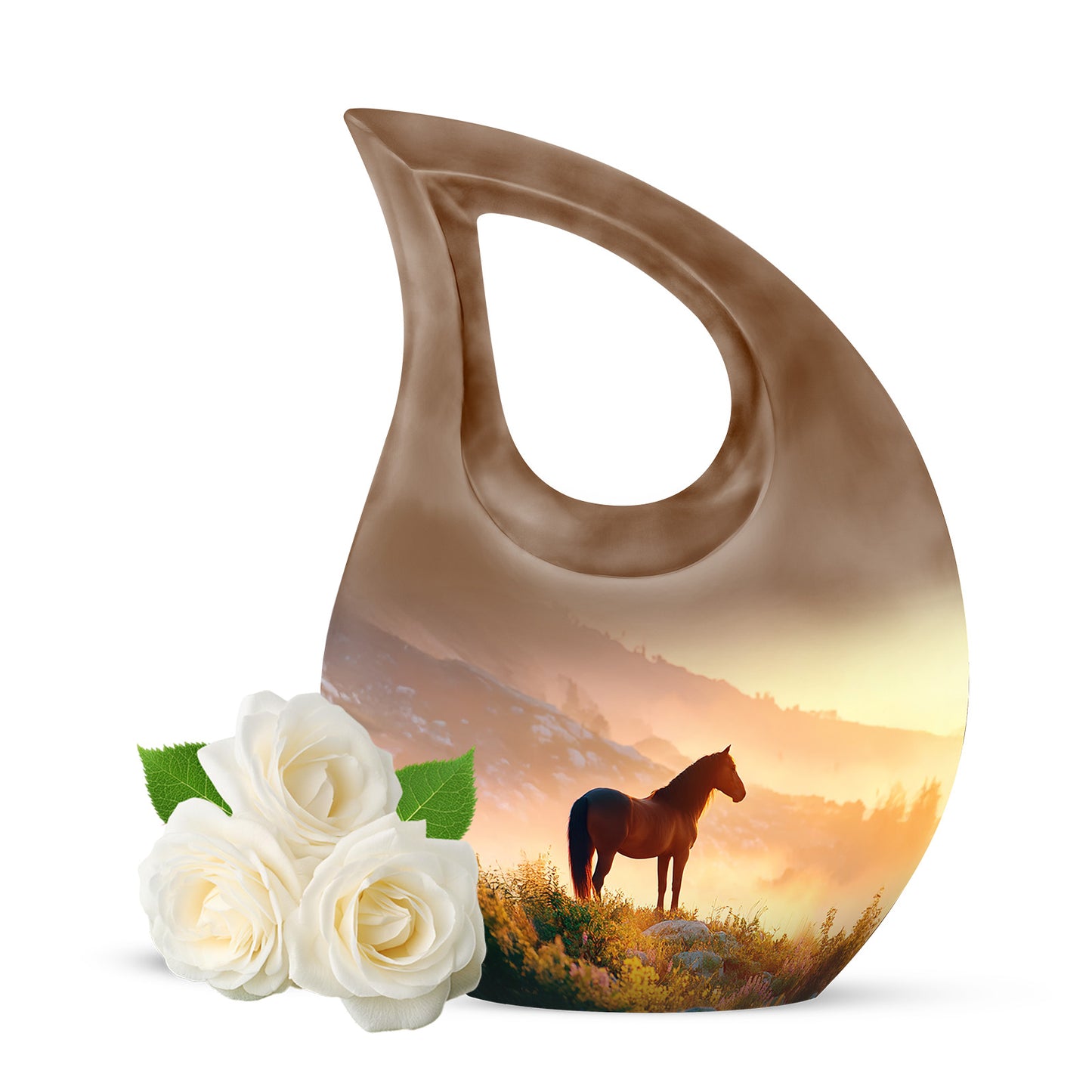 Personalized Elegant Horse Cremation Urns - Gold 10-inch, 200 cu in - Yatskia