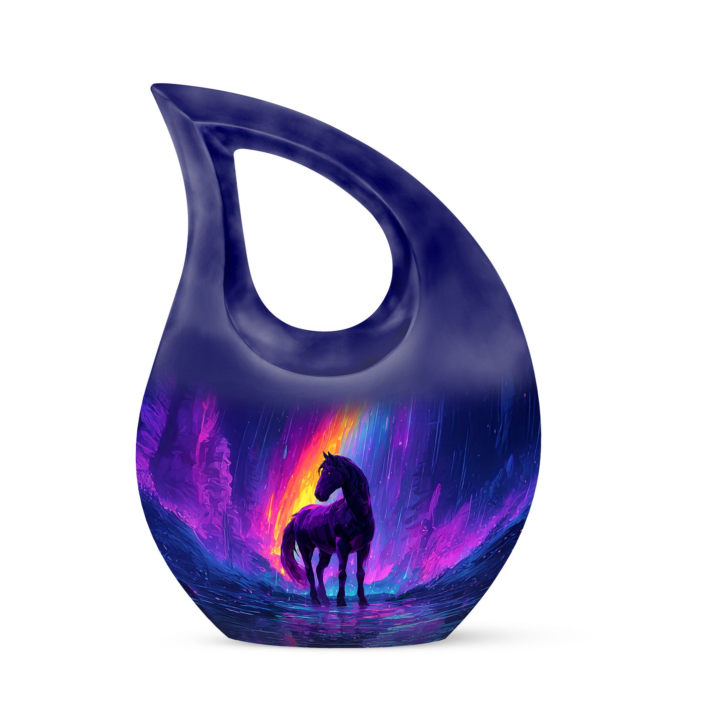 Remarkable Horse Memorial Cremation Urns - Blue 10-inch, 200 cu in - Yatskia