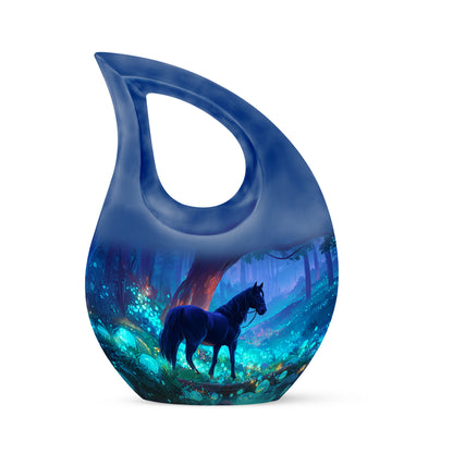 Distinguished Blue Horse Cremation Urn for Ashes - 10-inch, 200 cu in - Yatskia