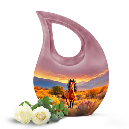 Red Breathtaking Horse Memorial Urn for Ashes - 10-inch, 200 cu in - Yatskia