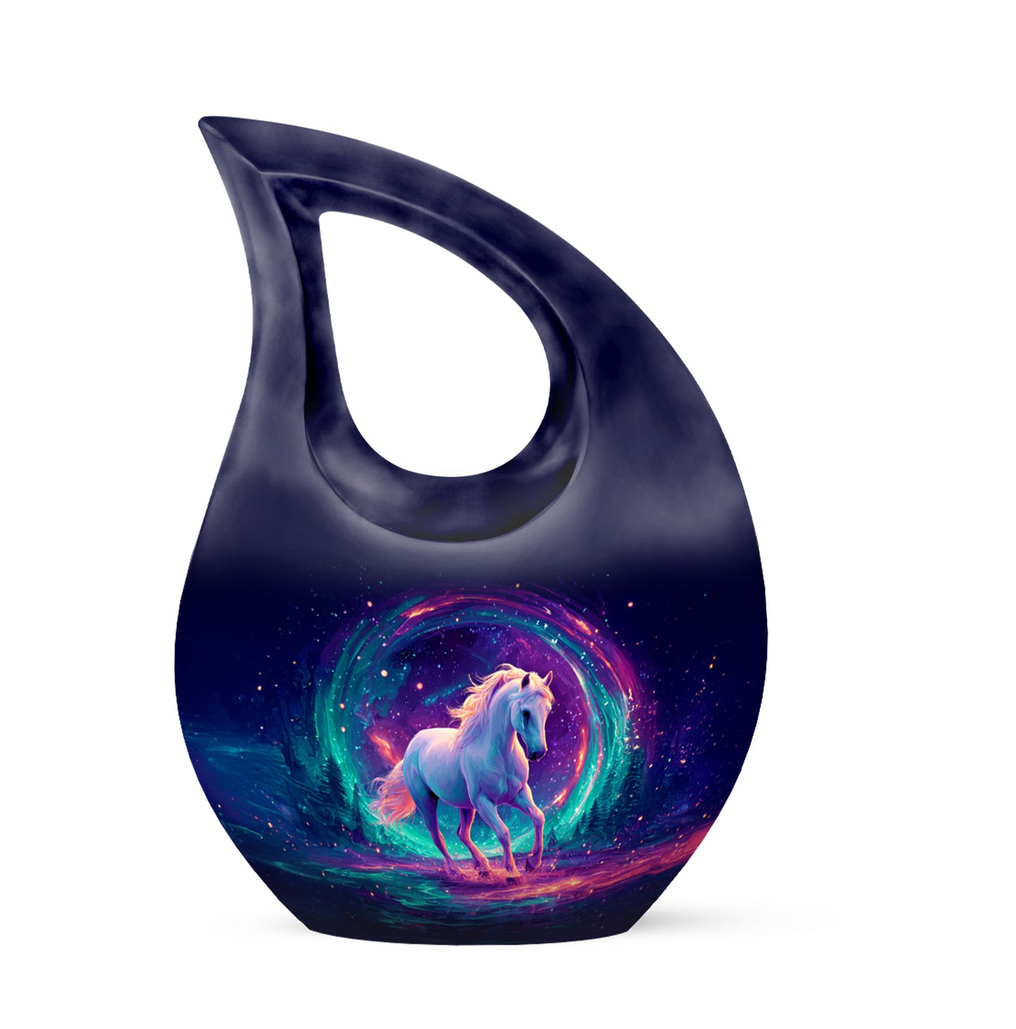 Blue Horse Sanctuary Cremation Urns for Human Ashes - 10-inch, 200 cu in - Yatskia