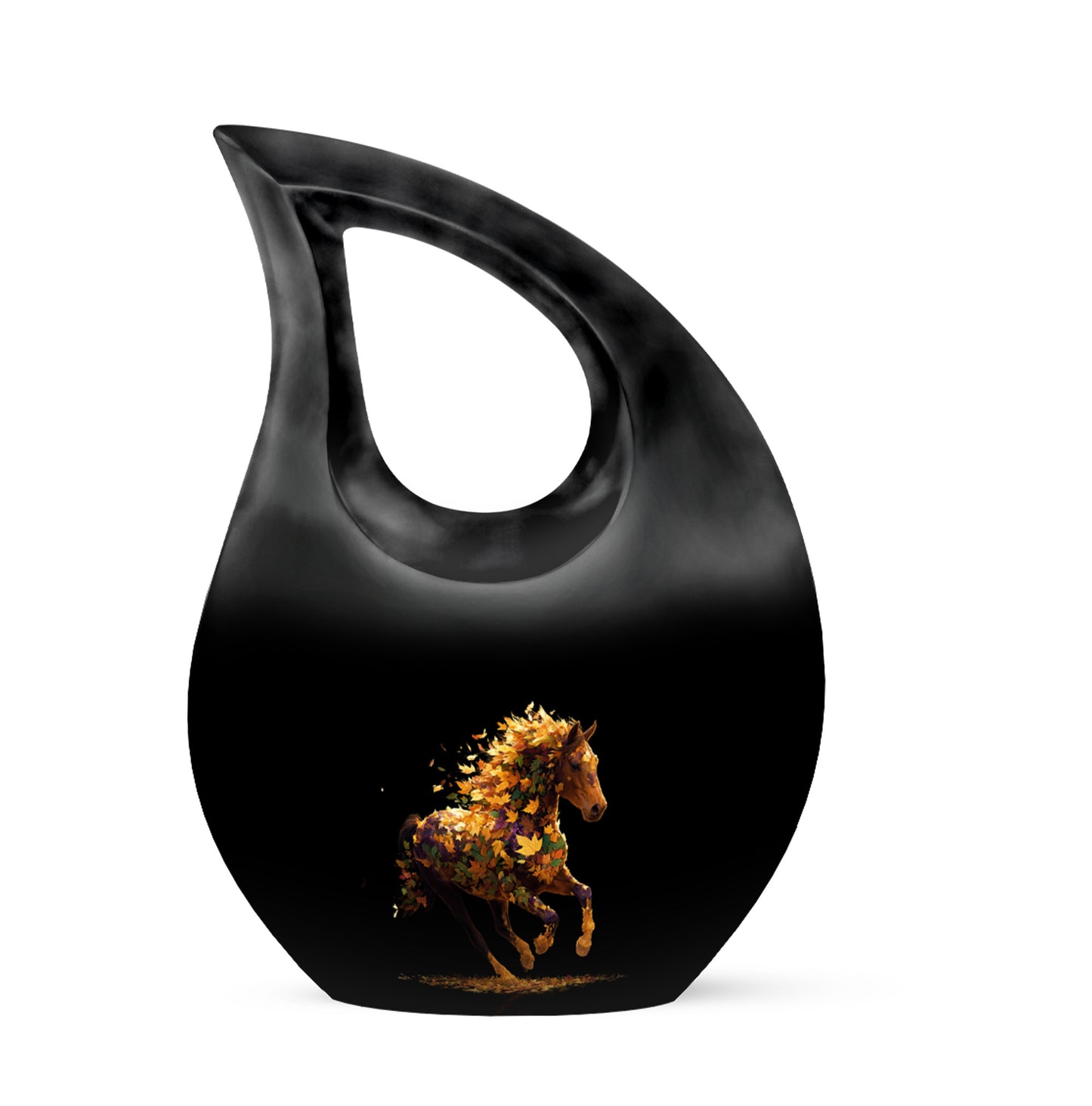 Personalized Seraphic Horse Cremation Urns - Black 10-inch, 200 cu in - Yatskia