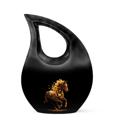 Personalized Seraphic Horse Cremation Urns - Black 10-inch, 200 cu in - Yatskia